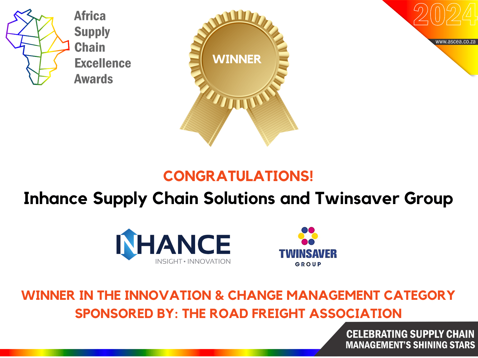 Two category wins for Inhance Supply Chain Solutions at Africa Supply Chain Awards.